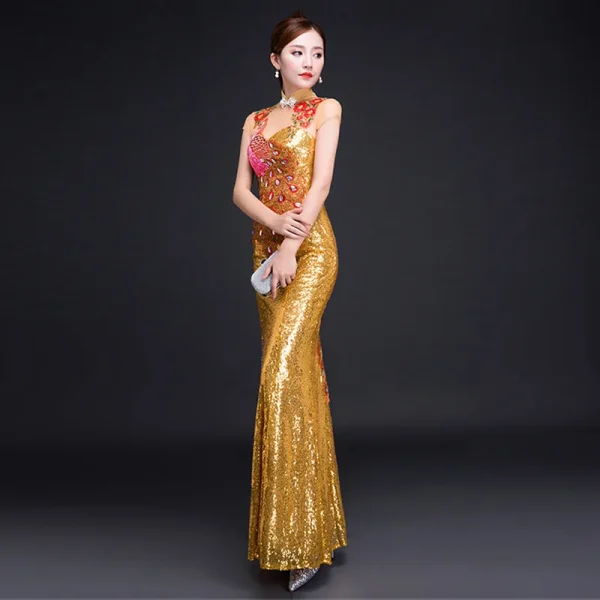 Kf S267779723bbb4af0b689486da3ed10b0p Red Sequin Dress Cheongsam Oriental Womens Wedding Short Sleeve Party Qipao Chinese Style Elegant Long Robe Red Sequin Dress Cheongsam Oriental Womens Wedding Short Sleeve Party Qipao Chinese Style Elegant Long Robe Clothes Vestido