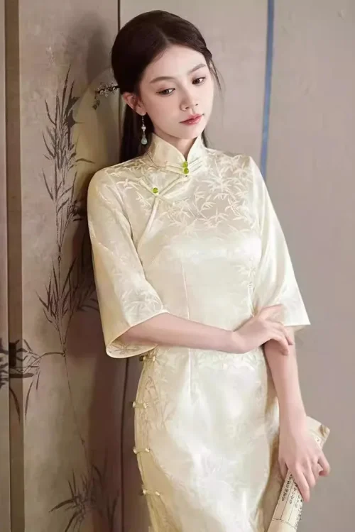 Kf S26b707a93e204209b90db3cf62f5cede4 Vintage Cheongsam Improved Slim Dress White Qipao Traditional Clothing For Women Small Princess Skirt Chinese Style Vintage Cheongsam Improved Slim Dress White Qipao Traditional Clothing for Women small princess skirt Chinese style Gown