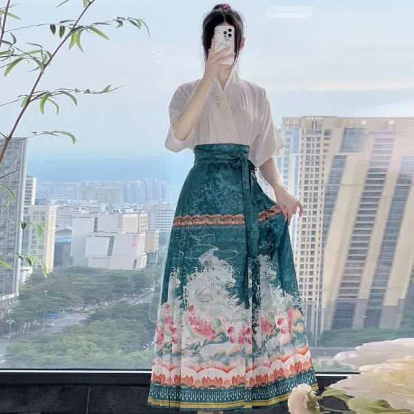 Kf S2738196754514ea7a73a073f0350a27b9 Hanfu Women S New Chinese Style Improved Horse Face Skirt Daily Commuter Cross Collar Top Mamianqun Hanfu Women's New Chinese Style Improved Horse Face Skirt Daily Commuter Cross Collar Top Mamianqun Set Traditional Clothing