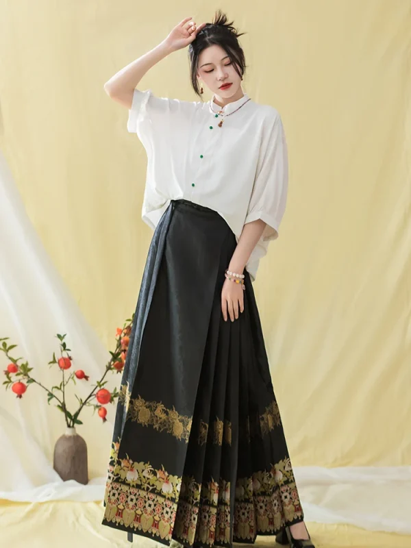 Kf S273a771804d14dd4bc21f0e57cde5d76b Original Ming Woven Gold Horse Faced Skirt Short Sleeved Shirt Hanfu Women Traditional Chinese Clothing For Original Ming woven gold horse-faced skirt short-sleeved shirt Hanfu women traditional chinese clothing for women vestido hanfu