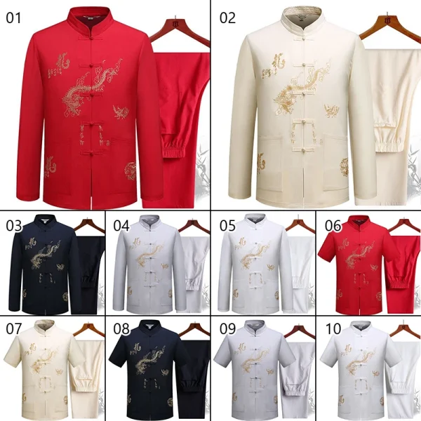 Kf S279f1a26b880468386b2fa69ce49b7e9h Chinese Traditional Tang Clothing Kung Fu Suit Fashion Casual Embroidery T Shirt Pants Wing Chun Tai Chinese Traditional Tang Clothing Kung Fu Suit Fashion Casual Embroidery T-shirt Pants Wing Chun Tai Chi Comfortable Men's Set