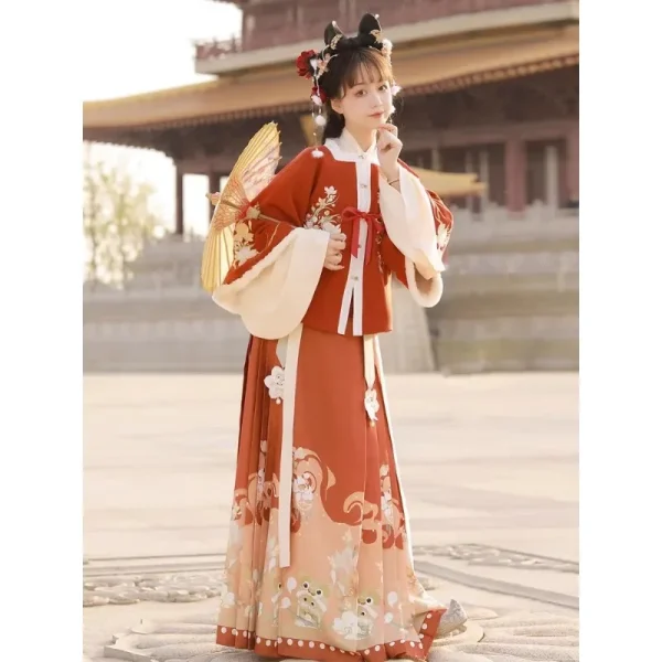 Kf S27cf619b47ff4c068d6ab0c1b915e000h 3 Colors Winter Heavy Industry Ming Dynasty Dragon Flower Embroidery Thickened Jacket Top Skirt Hanfu Set 3 Colors Winter Heavy Industry Ming Dynasty Dragon Flower Embroidery Thickened Jacket Top Skirt Hanfu Set Women New Year's Dress