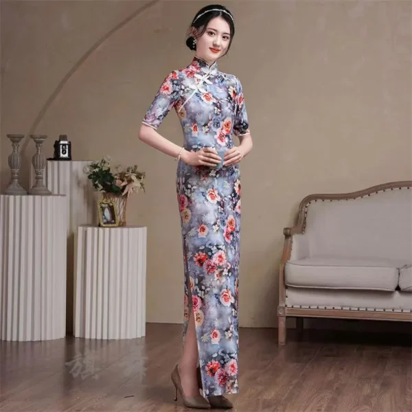 Kf S28dde366afbe4858906f7f98b0d00f86l Asian Cheongsam Chinese Style Dress Slim Long Dresses Chinese Traditional Clothes For Women Improved Summer Retro Asian Cheongsam Chinese Style Dress Slim Long Dresses Chinese Traditional Clothes for Women Improved Summer Retro Long Qipao