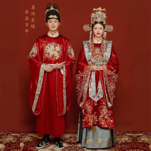 Kf S28f4c09f901d4e5294ae45bfe25b1188v Yourqipao Chinese Hanfu Wedding Dresses China Traditional Ancient Custumes Fengguan Xiapei Men S And Women S Chinese Hanfu Wedding Dresses China Traditional Ancient Custumes Fengguan Xiapei Men's and Women's Bridal Gowns Sets