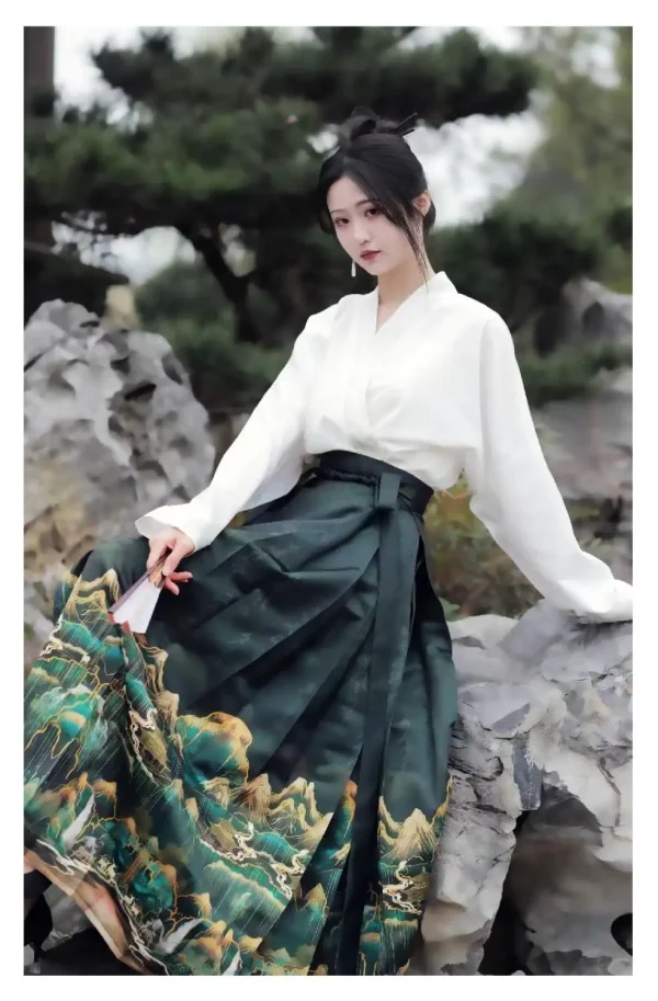 Kf S2a1aba919dab488b8e14f3b3f64f3ef2r Summer 2024 Dance Wear Mamianqun Female Hanfu Ming System New Chinese Embroidery Cross Collar Aircraft Sleeve Summer 2024 Dance Wear Mamianqun Female Hanfu Ming System New Chinese Embroidery Cross Collar Aircraft Sleeve Daily Horse Skirt