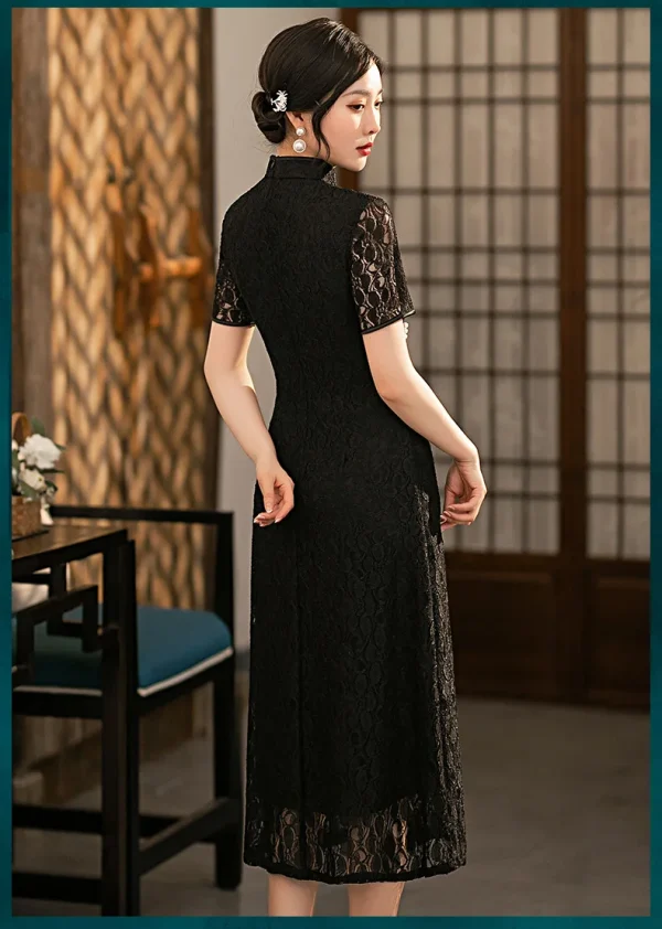 Kf S2ad259df4575468ab52df3e9cf7fa9f4h Black A Line Chinese Qipao Dress For Women Short Sleeve Lace Improved Aodai Cheongsam Formal Party Black A-Line Chinese Qipao Dress For Women Short Sleeve Lace Improved Aodai Cheongsam Formal Party Gown Full Slip Lace Vestidos