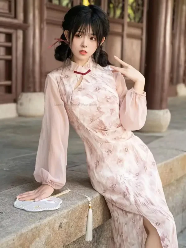 Kf S2b2d0d940fb3436586ae406de12c4602m Chinese Style Hanfu Cheongsam Dress Women A Line Qipao Girl Graceful Style Casual Daily Lady Improved Chinese Style Hanfu Cheongsam Dress Women A Line Qipao Girl Graceful Style Casual Daily Lady Improved Chiffon Cheongsam Dress