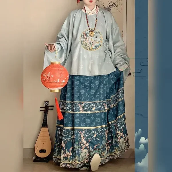 Kf S2b4a90badd8a4d6b83d906488d68cfee0 Traditional Chinese Clothing Hanfu Woman Ming Embroidery Round Neck Gown Top Printing Skirt Long Sleeve Horse Traditional Chinese Clothing Hanfu Woman Ming Embroidery Round Neck Gown Top Printing Skirt Long Sleeve Horse Face Skirt Autumn