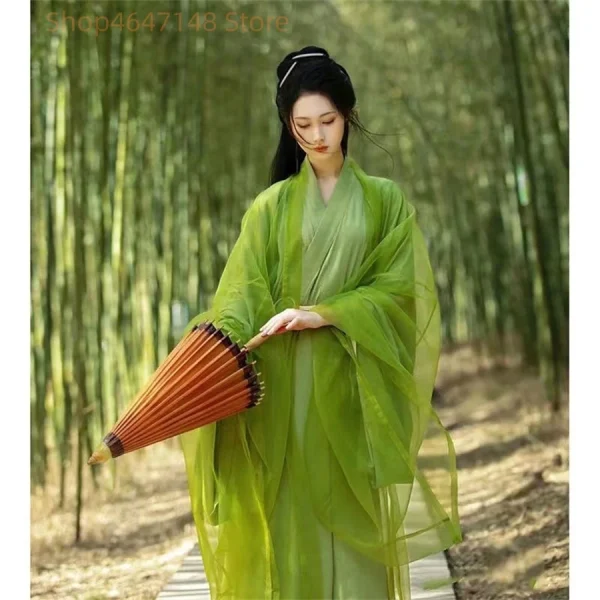 Kf S2ba18eecb3234f2596a4c6e63eb19aabz Hanfu Dress Women Chinese Traditional Vintage Hanfu Female Halloween Cosplay Costume Printed Hanfu Green 3pcs Sets Plus Size XL