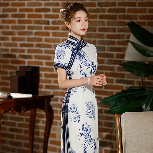 Kf S2c4bf0c4dd624f3b9cb72f33980e7bd9s Yourqipao Summer Long White Cheongsam Printed Fashion Elegant Qipao Chinese Traditional Style Evening Wedding Dress For Summer Long White Cheongsam Printed Fashion Elegant Qipao Chinese Traditional Style Evening Wedding Dress for Women