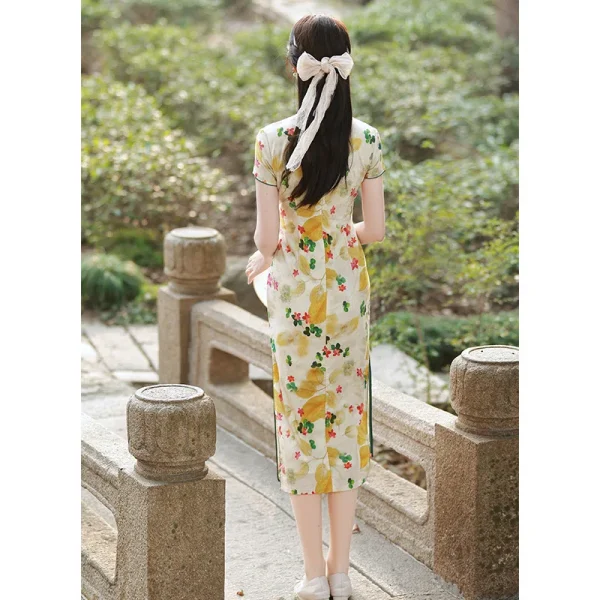 Kf S2ca4063cbb5748649064a68495da8b1b7 Yellow Chinese Style Cheongsam Yellow Women Handmade Button Traditional Vintage Dress Short Sleeve Floral Qipao S Yellow Chinese Style Cheongsam Yellow Women Handmade Button Traditional Vintage Dress Short Sleeve Floral Qipao S To XXL