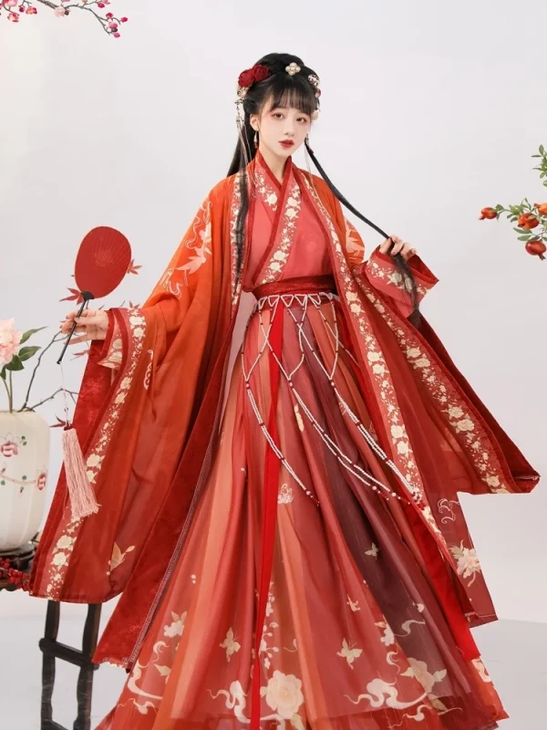 Kf S2e671137ae7a4004b28c0dbc0300d94ae Hanfu Women S Chinese Style Song Style Red Cross Necked Long Sleeved Shirt Ancient Costume Waist Hanfu women's Chinese style Song style red cross necked long sleeved shirt, ancient costume, waist length sleeve skirt, autumn