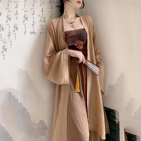 Kf S2e85b619962d410c8a6a8fe6fdbc9747v New Chinese Style Light National Style Dress 2024 Summer Elegant Improved Qi Chest Skirt Women S New Chinese Style Light National Style dress Summer Elegant Improved Qi Chest Skirt Women's Retro Hanfu Cardigan Sling Set