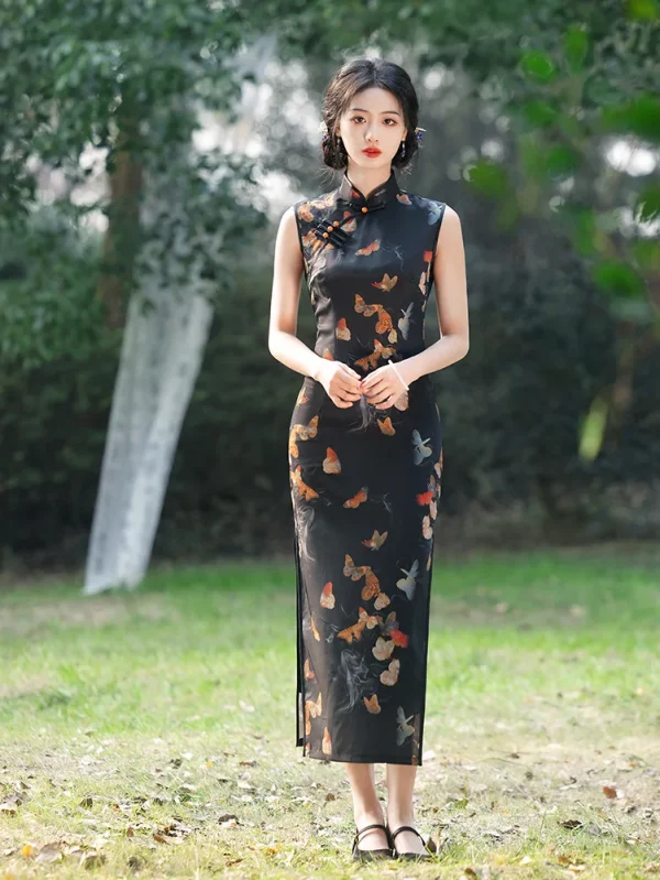 Kf S2f1b299400ba49888d7e4d34d40e223bn Sleeveless Qipao 2024 New Summer Retro Old Shanghai Style New Chinese Black Qipao Women S Cheongsam Sleeveless Qipao New Summer Retro Old Shanghai Style New Chinese Black Qipao Women's Cheongsam Dress