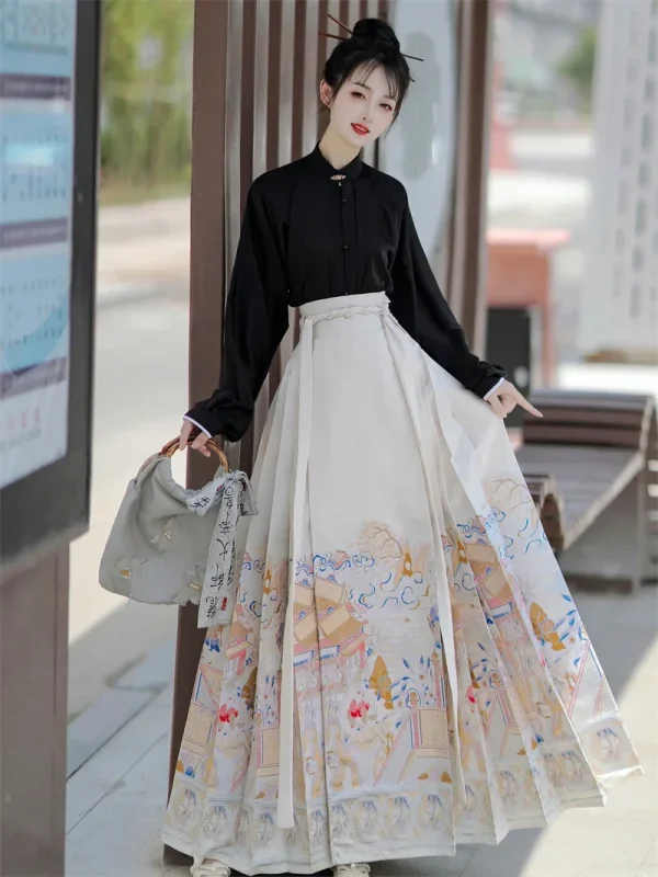 Kf S3042c304f1134e1f8dab363e399817b6p Original Hanfu Skirt Chinese Style Costume Mamianqun Ming Horse Face Dress Improved Ming Dynasty Ancient Traditional Original Hanfu Skirt Chinese Style Costume Mamianqun Ming Horse Face Dress Improved Ming Dynasty Ancient Traditional Daily Wear