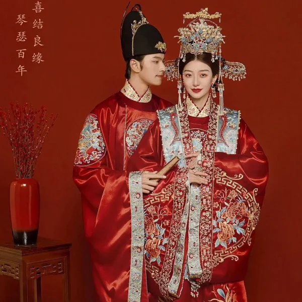 Kf S30a88991ff62425585f3ad324849147bl Yourqipao Chinese Hanfu Wedding Dresses China Traditional Ancient Custumes Fengguan Xiapei Men S And Women S Chinese Hanfu Wedding Dresses China Traditional Ancient Custumes Fengguan Xiapei Men's and Women's Bridal Gowns Sets