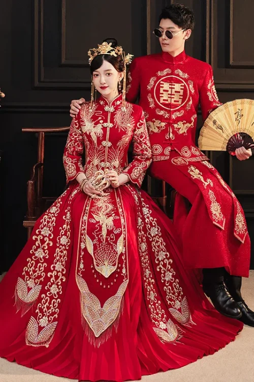 Kf S32eca143231d486f9acfd6bd4729c4f0d 2023 New Xiuhe Chinese Wedding Cheongsams Sets Dragon And Phoenix Bride Toast Dress Tang Suit Hanfu 2023 New Xiuhe Chinese Wedding Cheongsams Sets Dragon and Phoenix Bride Toast Dress Tang Suit Hanfu Formal Traditional Qipao