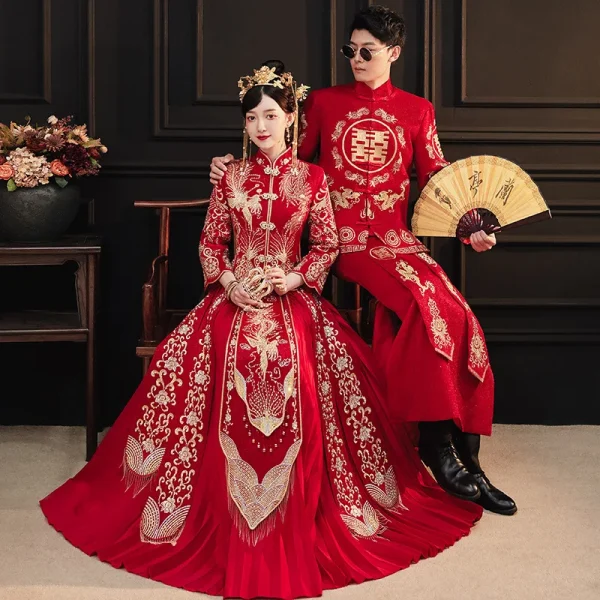 Kf S32eca143231d486f9acfd6bd4729c4f0d 2023 New Xiuhe Chinese Wedding Cheongsams Sets Dragon And Phoenix Bride Toast Dress Tang Suit Hanfu 2023 New Xiuhe Chinese Wedding Cheongsams Sets Dragon and Phoenix Bride Toast Dress Tang Suit Hanfu Formal Traditional Qipao