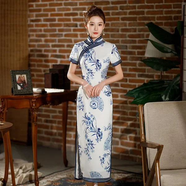 Kf S3524bf70280c4389a7026280835b73432 Yourqipao Summer Long White Cheongsam Printed Fashion Elegant Qipao Chinese Traditional Style Evening Wedding Dress For Summer Long White Cheongsam Printed Fashion Elegant Qipao Chinese Traditional Style Evening Wedding Dress for Women