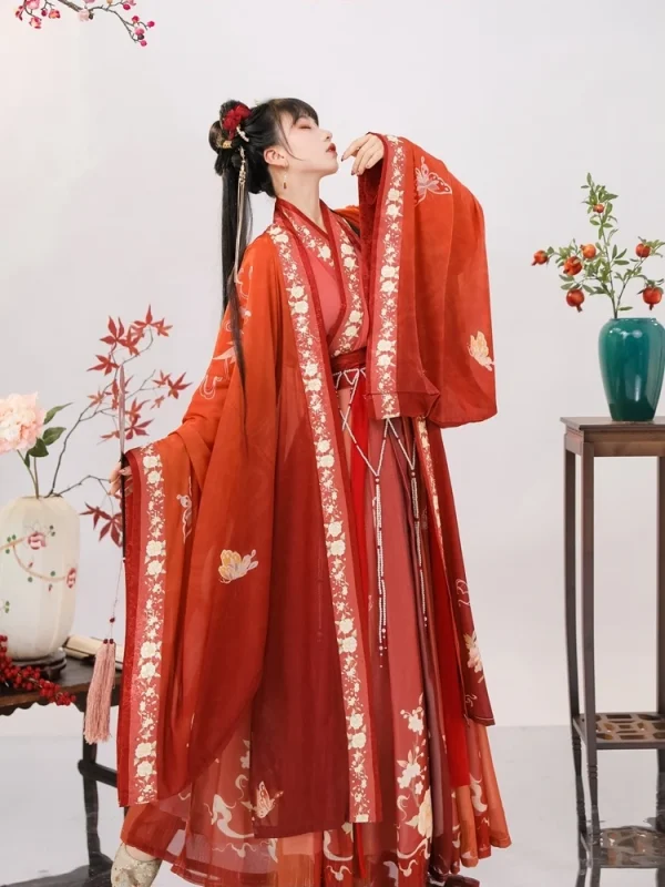 Kf S353e6d4ed10d4118a60b94fe5bb1004e4 Hanfu Women S Chinese Style Song Style Red Cross Necked Long Sleeved Shirt Ancient Costume Waist Hanfu women's Chinese style Song style red cross necked long sleeved shirt, ancient costume, waist length sleeve skirt, autumn