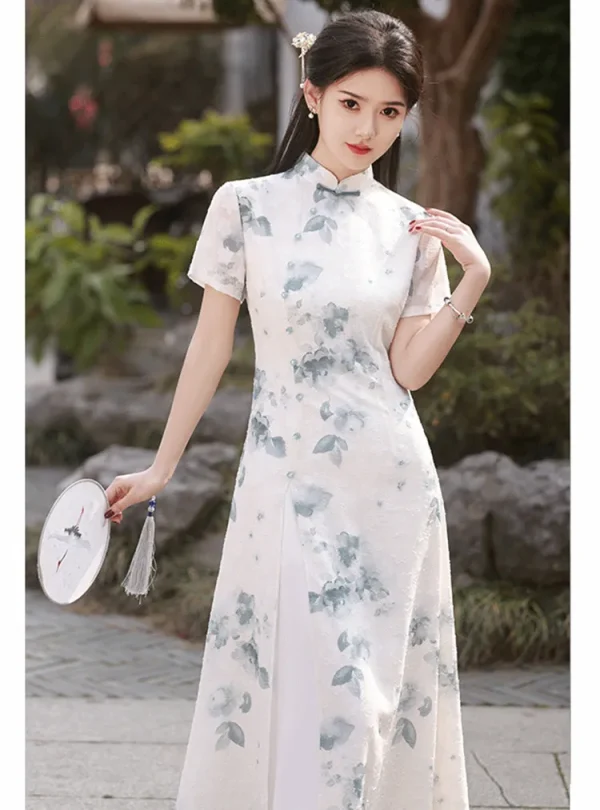 Kf S388b1217fb554ea091c6a28f900eb349n Elegant Print Floral Aodai Qipao Women Traditional Chinese Sexy High Split Cheongsam Evening Party Dress Elegant Print Floral Aodai Qipao Women Traditional Chinese Sexy High Split Cheongsam Evening Party Dress