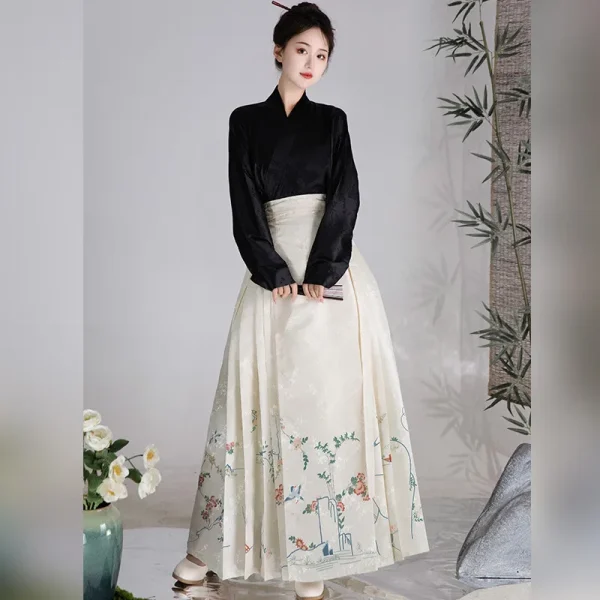 Kf S390ac2ac7ef741199007166b0b3803c1m Hanfu Women S Ming Dynasty New Chinese Horse Face Skirt Set Daily Commuting Improvement Dark Pattern Hanfu Women's Ming Dynasty New Chinese Horse Face Skirt Set, Daily Commuting Improvement, Dark Pattern Jacquard Aircraft Sleeves