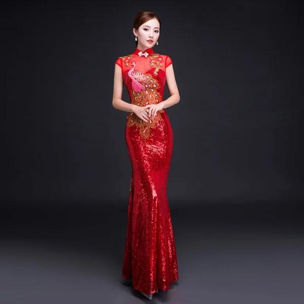 Kf S3954b50ebb3d4a7a89e96256cbbe2aedw Red Sequin Dress Cheongsam Oriental Womens Wedding Short Sleeve Party Qipao Chinese Style Elegant Long Robe Red Sequin Dress Cheongsam Oriental Womens Wedding Short Sleeve Party Qipao Chinese Style Elegant Long Robe Clothes Vestido