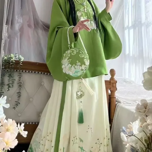 Kf S39d064e43b70452b916313ec57cc1707g Hanfu Women S Ming Dynasty Round Neck Horse Face Skirt Embroidered Pipa Fresh Daily Spring And Hanfu Women's Ming Dynasty Round Neck Horse Face Skirt Embroidered Pipa Fresh Daily Spring and Summer green hanfu