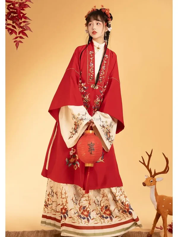 Kf S3ae316196f4d40efb293a165717ce4b9q 2023 Chinese Hanfu Female Ming Dynasty Stand Collar Shirt Long Pleated Skirt Autumn Winter Improved Women Chinese hanfu female ming dynasty stand collar shirt long pleated skirt autumn winter improved women embroidery hanfu set