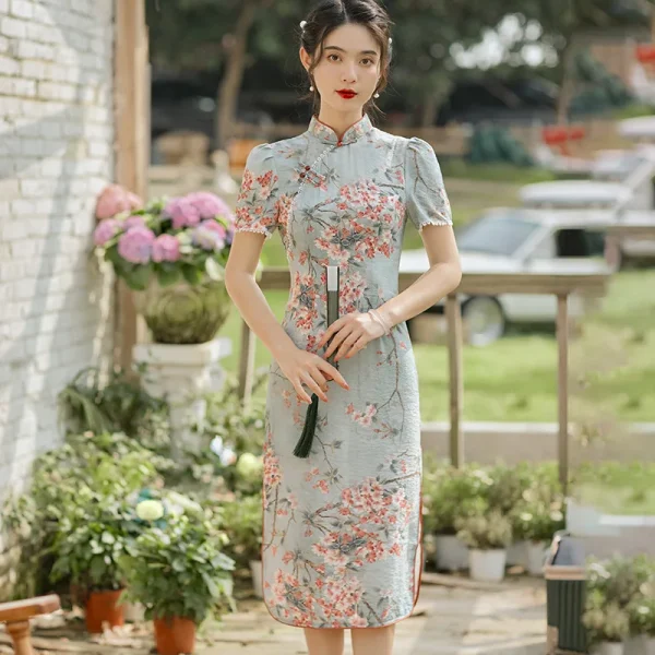 Kf S3b10cd262dc149269d0ccdee1dd4f333s Renda Katun Cetak Qiapo Lengan Pendek Vintage Cina Peningkatan Gaun Kerah Mandarin Cheongsam Retro Vestidos Pesta Renda Katun Cetak Qiapo Lengan Pendek Vintage Cina Peningkatan Gaun Kerah Mandarin Cheongsam Retro Vestidos Gaun Pesta Prom