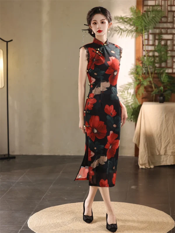 Kf S3ba5c3dadea6466e9b7839d04cc2596d3 Young Style Improved Sleeveless Cheongsam Women Chinese Retro Old Shanghai Printed Qipao Dress High End Temperament Young Style Improved Sleeveless Cheongsam Women Chinese Retro Old Shanghai Printed Qipao Dress High-end Temperament Evening Gown