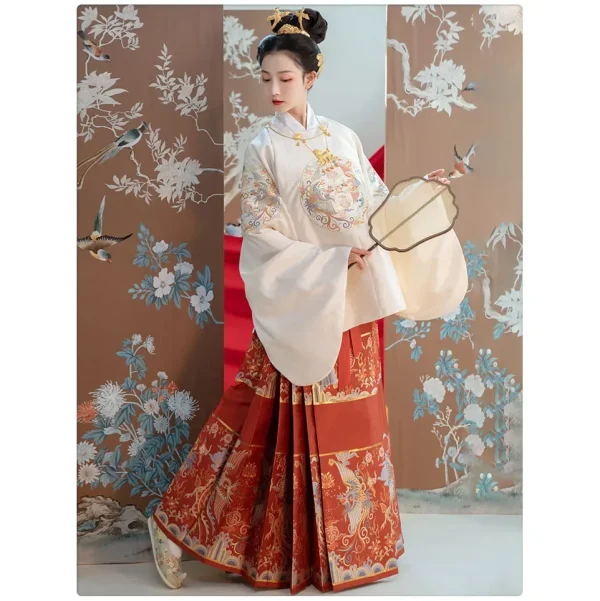 Kf S3c194c21bd694af3ac75777802edf612r Original Ming Dynasty Wedding Dress Women Round Neck Big Sleeve Blouse Top Imitation Makeup Flower Horse Original Ming Dynasty Wedding Dress Women Round Neck Big Sleeve Blouse Top Imitation Makeup Flower Horse Face Skirt Hanfu Suit