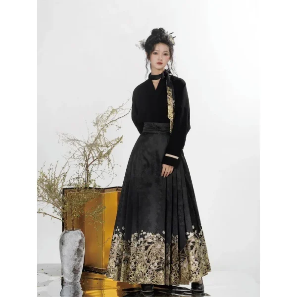 Kf S3c8e44afafe6463f96066a7cf4fc8d11f Women S Mamianqun Han Element Black Fashion Print Horse Face Skirt Sexy Elegant Party Dress Hanfu Women's Mamianqun Han Element Black Fashion Print Horse Face Skirt Sexy Elegant Party Dress Hanfu Daily Wear