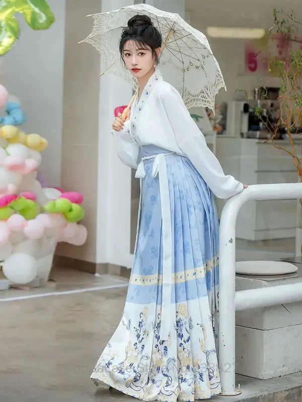 Kf S3cca76c2f0f445b590f427f29111cf36x Water Horse Face Mamian Skirt Modern Hanfu Women S Chinese Traditional Dresses Ming Dynasty Spring Daily WATER Horse Face Mamian Skirt Modern Hanfu Women's Chinese Traditional Dresses Ming Dynasty Spring Daily Wear Mamianqun New