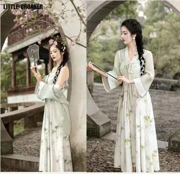 Kf S3cd9ccef5f8e4ac181451fe288b5b943f Summer Chinese Hanfu Dress 2pcs Improved Modern Style Traditional Bamboo Printed Cardigan Coat Dress 2pcs Sets Summer Chinese Hanfu Dress 2pcs Improved Modern Style Traditional Bamboo Printed Cardigan Coat+ Dress 2pcs Sets Hanfu Female