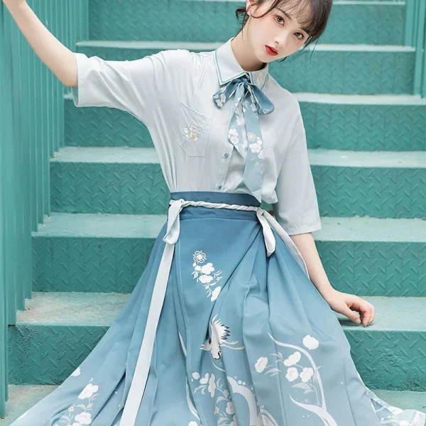 Kf S3e10e1111f0f41a59fc5363fb15fbf435 Horse Face Skirt Hanfu Original Chinese Style Women S Traditional Dress Modern Shirt Embroidered Skirt Set Horse Face Skirt Hanfu Original Chinese Style Women's Traditional Dress Modern Shirt Embroidered Skirt Set Daily Dance Costume