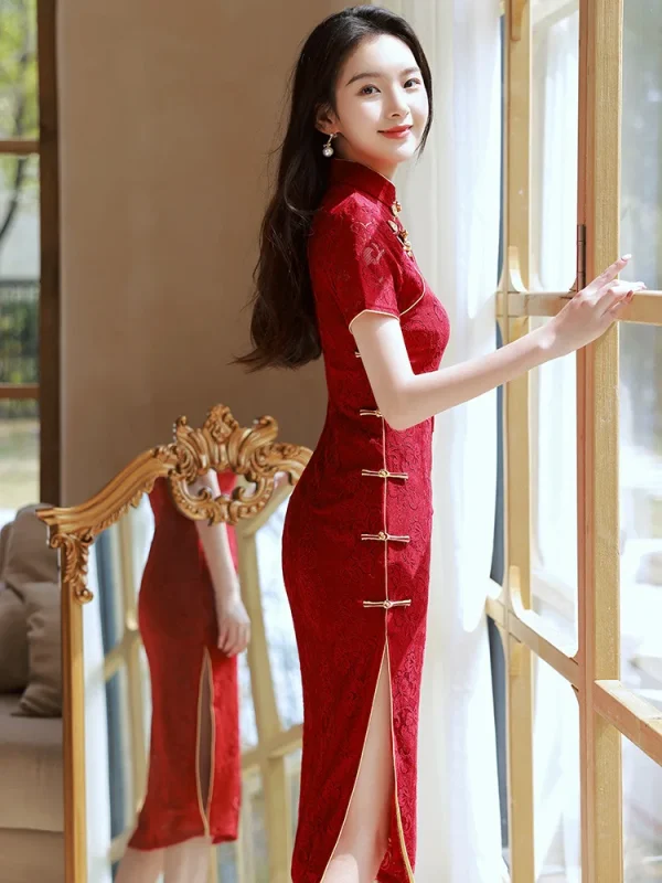 Kf S3e788e343ef2499db5f68c4ba2b8563dt Red Cheongsam Dress Bride S Chinese Festival Wedding Dress Women S Long Lace Women Slim Lady Red Cheongsam Dress Bride's Chinese Festival Wedding Dress Women's Long Lace Women Slim Lady Qipao