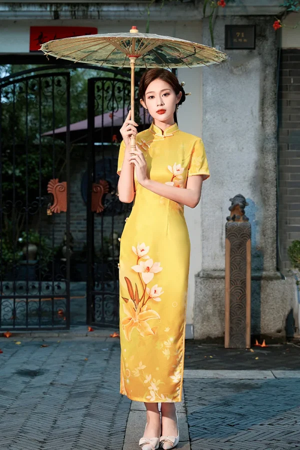 Kf S3e8072f2dbd94efcb6fbc6a8e2fe6397k 2023 Spring And Summer Yellow New Cheongsam Dress Retro Artistic Temperament Floral Cardigan Qipao Hanfu Chinese Spring And Summer Yellow New Cheongsam Dress Retro Artistic Temperament Floral Cardigan Qipao Hanfu Chinese Dress