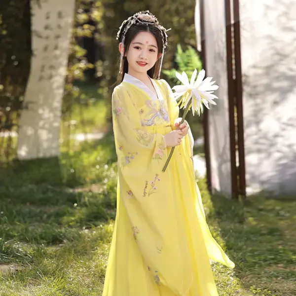 Kf S3f26974fe5d844fca3eac48ec65211b8b Yellow Ancient Style Super Immortal Hanfu Girl S 2024 Spring New Clothes Ru Skirt Children S Super Immortal Hanfu Girl's Spring New Clothes Ru Skirt Children's Large Sleeved Shirt Tang Dynasty