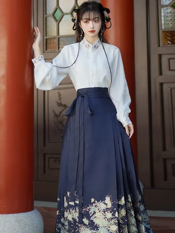 Kf S3f7da6b2b5e64612a98339dc0f63ed88n Original Hanfu Skirt Chinese Style Costume Mamianqun Ming Dynasty Weaving Skirt Woman Daily Horse Face Pony Original Hanfu Skirt Chinese Style Costume Mamianqun Ming Dynasty Weaving skirt woman Daily Horse Face Pony Skirt