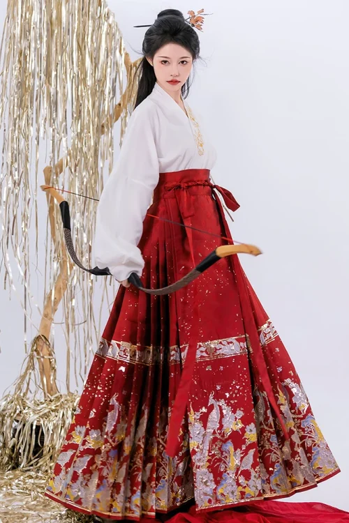 Kf S400f0de2efce4aed92a4ab874cae6cb7y Mamianqun Horse Face Skirt Hanfu Chinese Style Traditional Pleated Skirt Women Modern Clothes Weaving Gold Light Mamianqun Horse Face Skirt Hanfu Chinese Style Traditional Pleated Skirt Women Modern Clothes Weaving gold light and thin Fabric