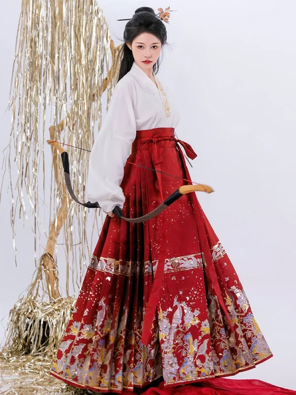 Kf S400f0de2efce4aed92a4ab874cae6cb7y Mamianqun Horse Face Skirt Hanfu Chinese Style Traditional Pleated Skirt Women Modern Clothes Weaving Gold Light Mamianqun Horse Face Skirt Hanfu Chinese Style Traditional Pleated Skirt Women Modern Clothes Weaving gold light and thin Fabric