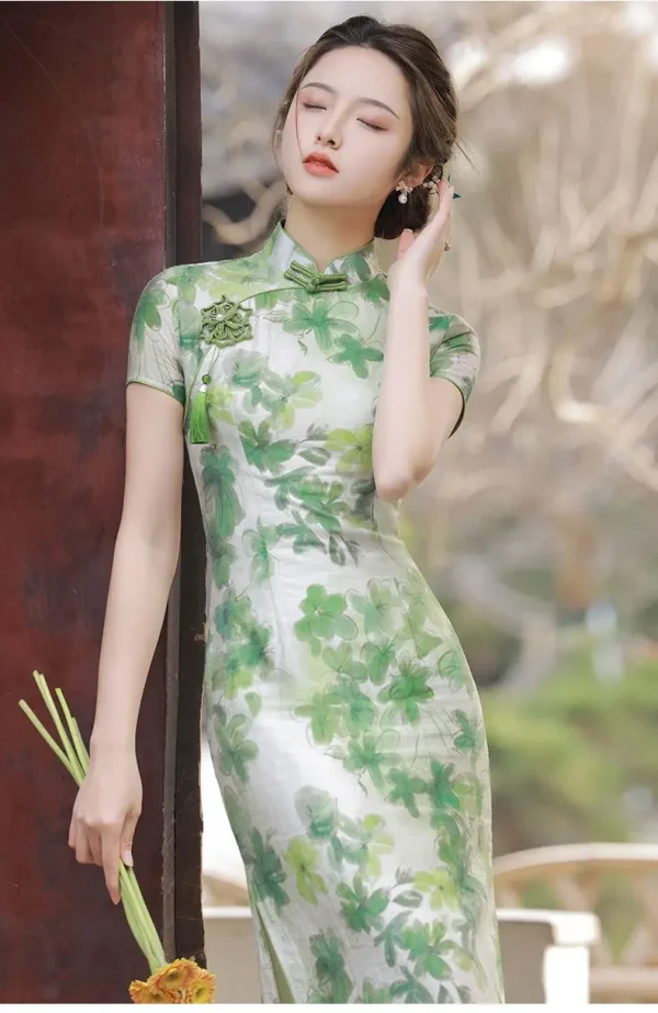 Kf S4064c6847a144d63a9fc1122ae816a00l Green Cheongsam Evening Dresses Chinese Women Skirt New China High-end Young Girl Retro Long Hanfu Prom Dress