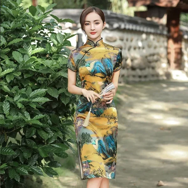 Kf S41a6f0cb596d4b6dbf24b1274ff590d5f Elegant Print Female Qipao Traditional Classic Chinese Dress Asian Clothing Sexy Slim Short Cheongsam Mandarin Collar Elegant Print Female Qipao Traditional Classic Chinese Dress Asian Clothing Sexy Slim Short Cheongsam Mandarin Collar Vestidos