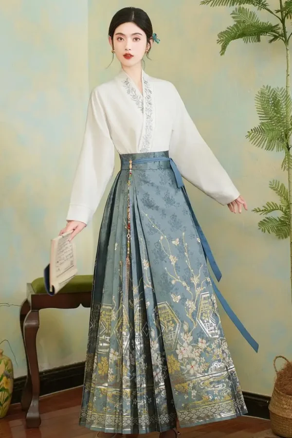 Kf S42557c50ebde4e47a5117734d704ec691 Vintage Ming Dynasty Horse Face Skirt Women Mamianqun Improved Hanfu Skirt Pringting Folk Dance Pleated Midi Vintage Ming Dynasty Horse Face Skirt Women Mamianqun Improved Hanfu Skirt Pringting Folk Dance Pleated Midi Skirt Faldas Longue