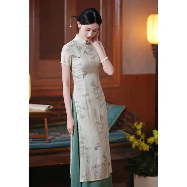 Kf S42d068579ee444e9b82a8c865472486fm Improved Cheongsams New Chinese Style Dress Women Ao Dai Qipao Elegant Mesh Vestidos Long Mandarin Collar Improved Cheongsams New Chinese Style Dress Women Ao Dai Qipao Elegant Mesh Vestidos Long Mandarin Collar Cheongsams Costume