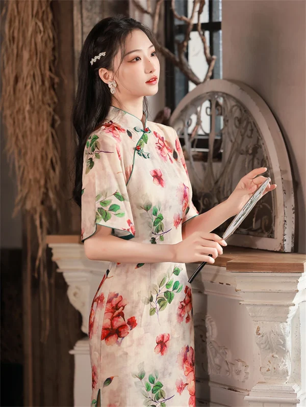 Kf S43af53e0be89485daa65b4c2f289ae8fe Summer Silky Vintage Floral Print Cheongsam Breathable Improved Qipao Dress Young Girl Elegant Traditional Evening Gown Summer Silky Vintage Floral Print Cheongsam Breathable Improved Qipao Dress Young Girl Elegant Traditional Evening Gown Vestidos