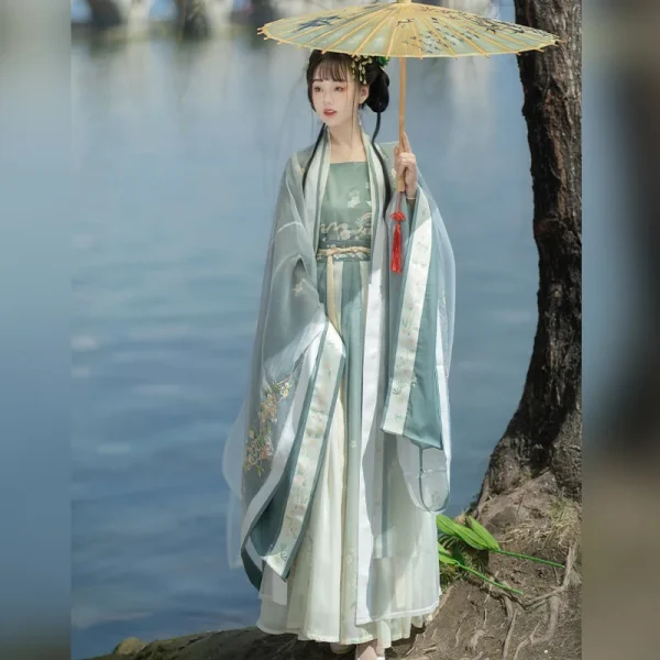 Kf S43f47d1a8660422aa46cbcbc5d50100b1 Yj02 Original Flower Language Song Dynasty Gradual Embroidered Front Large Sleeve Shirt With A Waist Pleated Original flower language Song Dynasty gradual embroidered front large sleeve shirt with a waist pleated skirt Hanfu woman