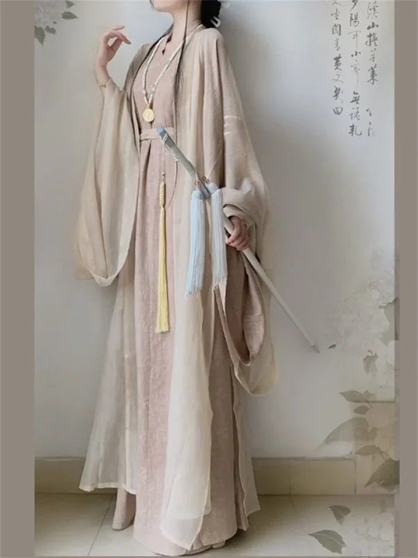 Kf S45c8d0e0b1734fbe81e19956b31fcad9g Solid Color Hanfu Robe Original Large Sleeves Unisex Chinese Traditional Dress Cotton Linen Chinese Ancient Cosply Solid Color Hanfu Robe Original large Sleeves Unisex Chinese Traditional Dress Cotton linen Chinese Ancient Cosply Costume