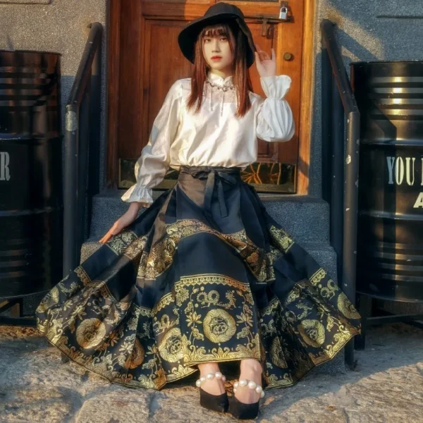 Kf S46fb09861ad14d50a77ab6c6be3b37cfy Original Hanfu Skirt Chinese Style Mamianqun Ming Dynasty Weaving Gold Horse Face Skirt 4 5m Hem Original Hanfu Skirt Chinese Style Mamianqun Ming Dynasty Weaving Gold Horse Face Skirt 4.5m Hem